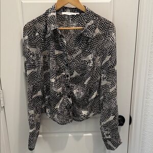 Astr Black and White Button Down Shirt
